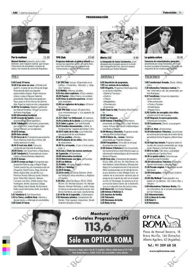 ABC MADRID 19-08-2003 página 91