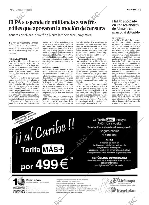 ABC MADRID 20-08-2003 página 21