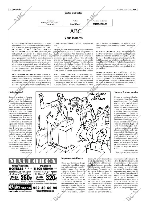 ABC MADRID 24-08-2003 página 14