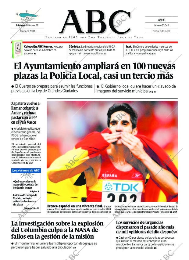 ABC CORDOBA 27-08-2003 página 1