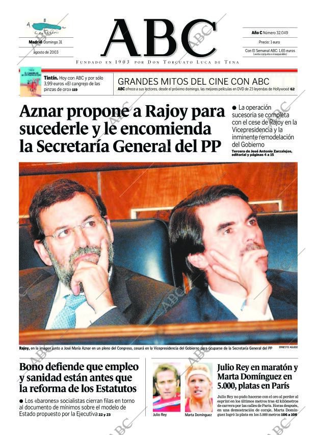 ABC MADRID 31-08-2003 página 1