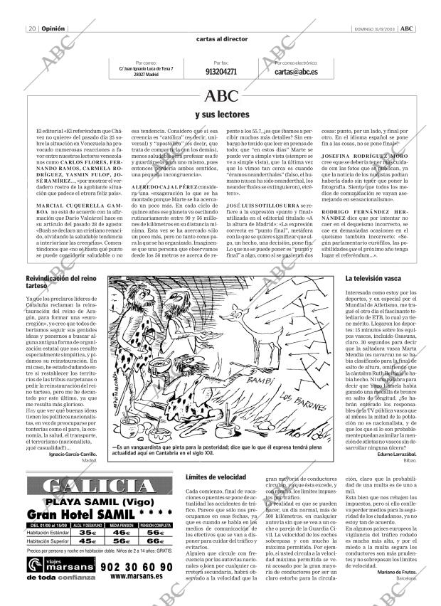 ABC MADRID 31-08-2003 página 20