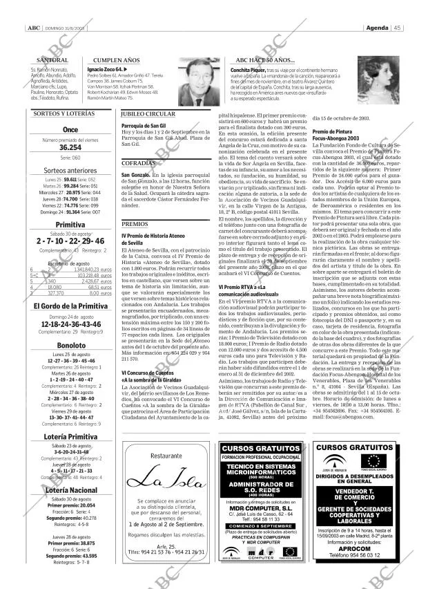 ABC SEVILLA 31-08-2003 página 45