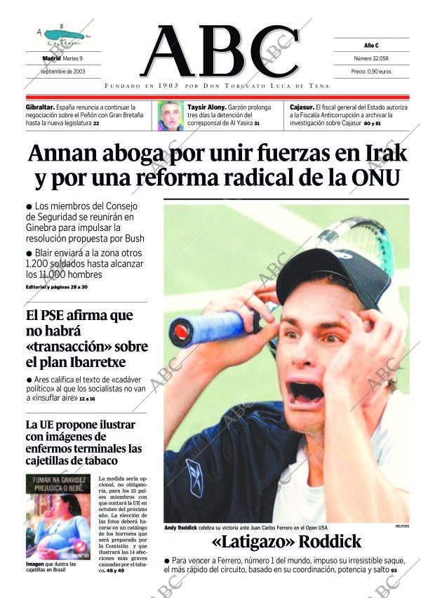 ABC MADRID 09-09-2003 página 1