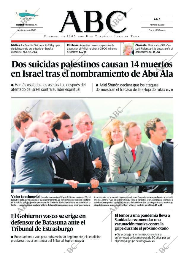 ABC MADRID 10-09-2003 página 1