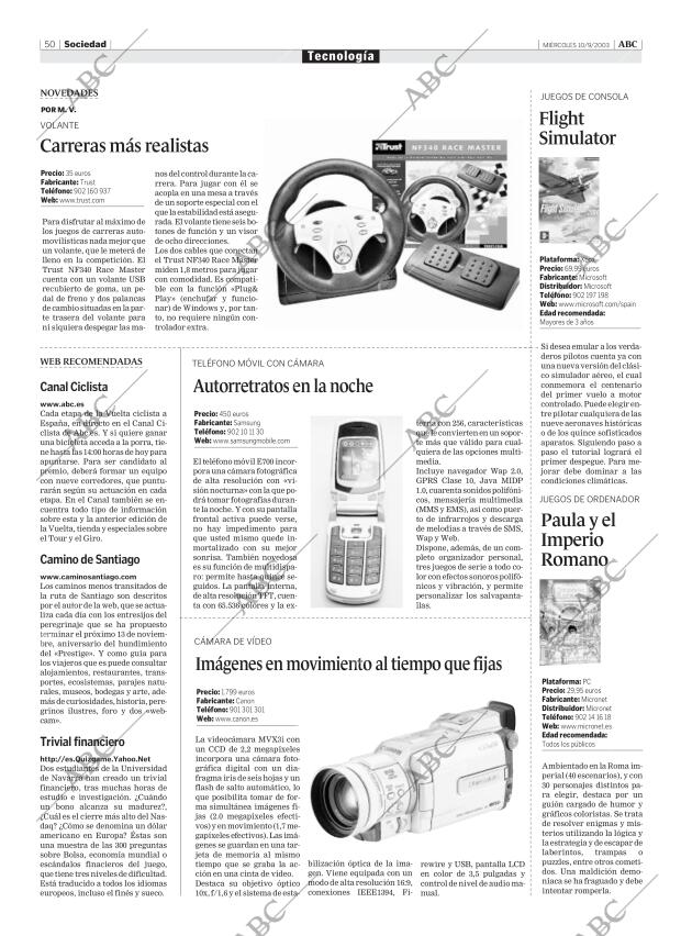 ABC MADRID 10-09-2003 página 50