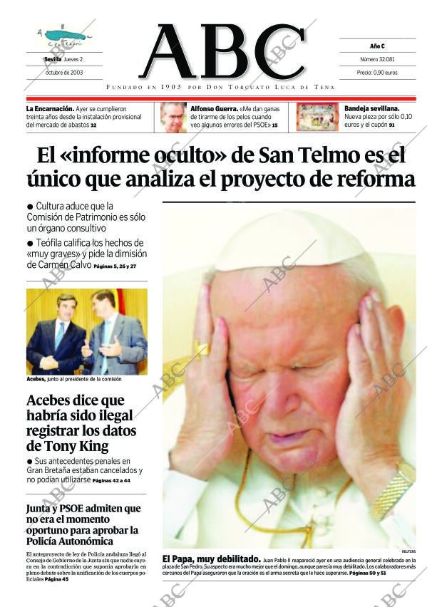 ABC SEVILLA 02-10-2003 página 1