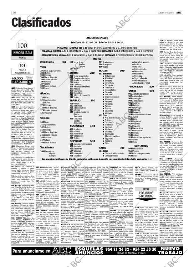 ABC SEVILLA 02-10-2003 página 68