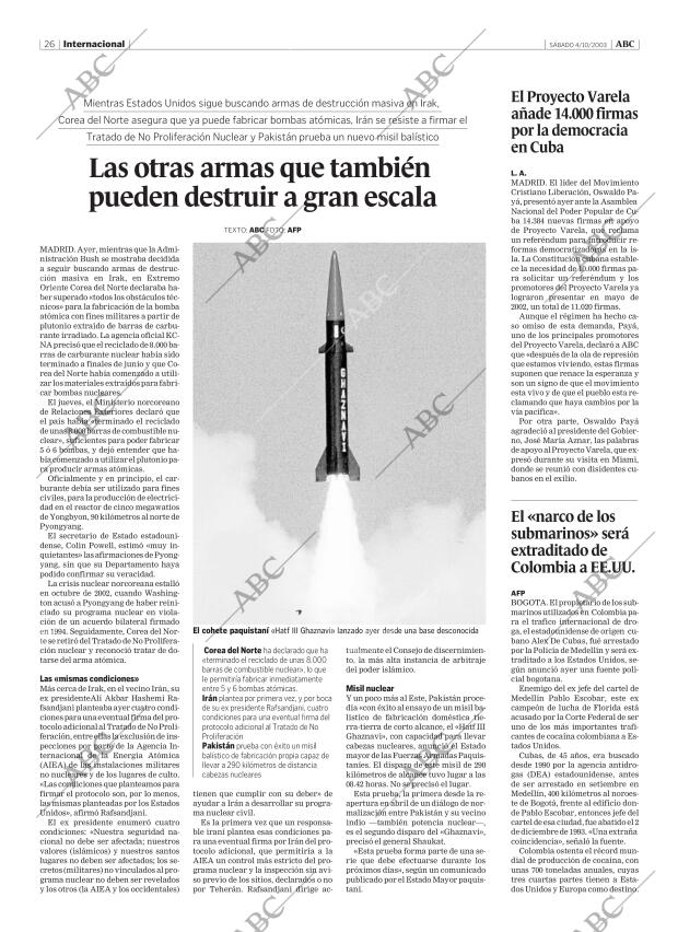 ABC MADRID 04-10-2003 página 26