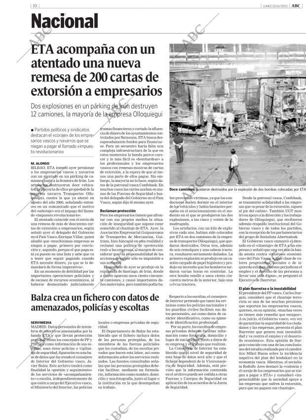 ABC MADRID 13-10-2003 página 10