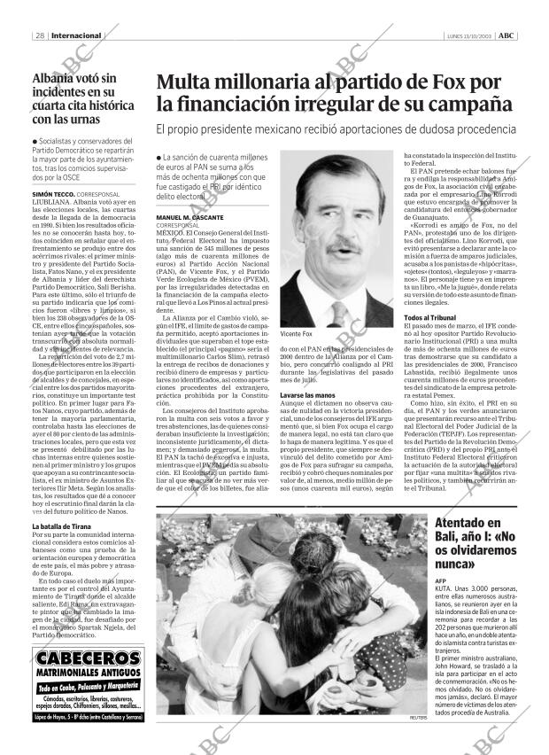 ABC MADRID 13-10-2003 página 28