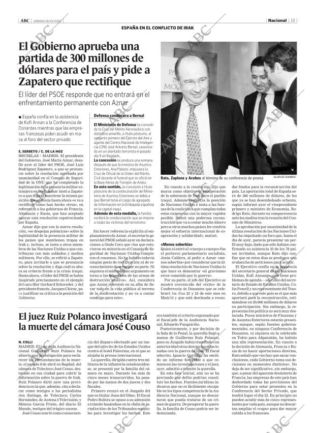 ABC MADRID 18-10-2003 página 13