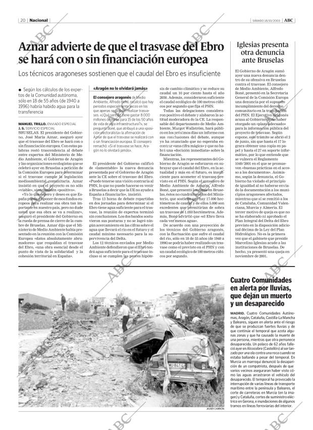 ABC MADRID 18-10-2003 página 20