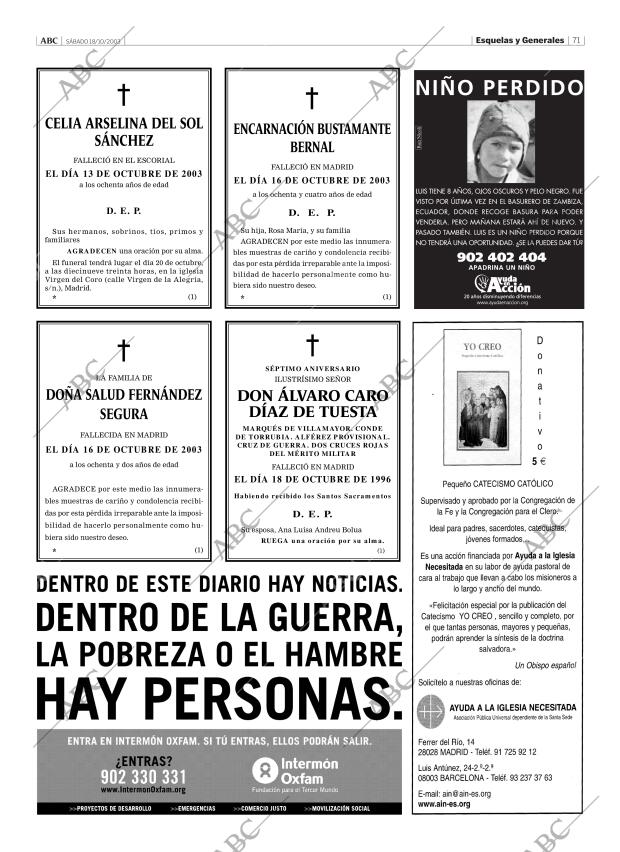 ABC MADRID 18-10-2003 página 71