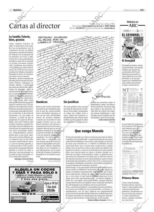 ABC MADRID 18-10-2003 página 8
