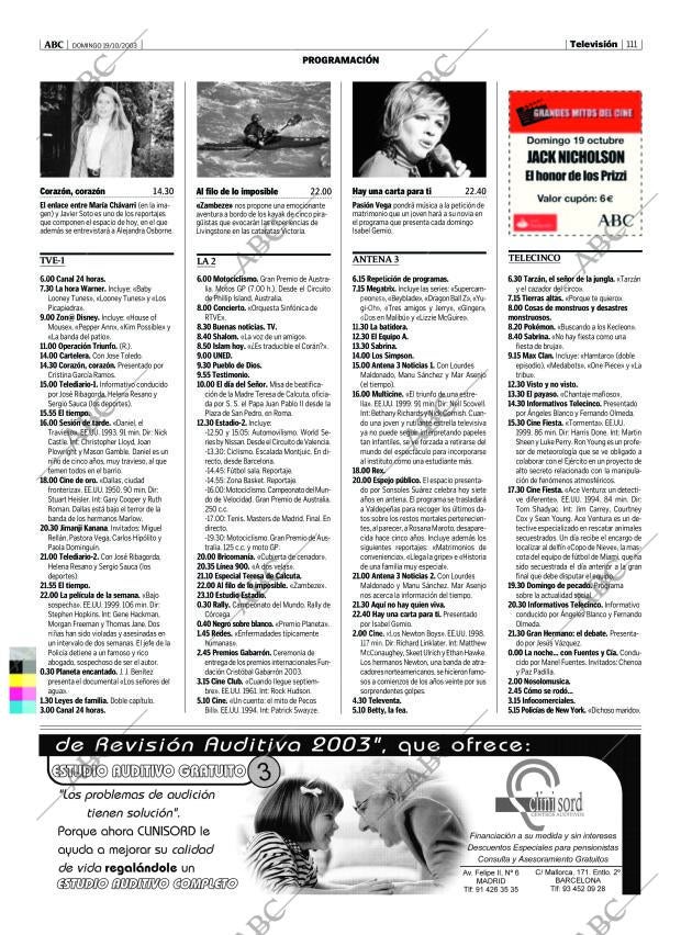 ABC MADRID 19-10-2003 página 111