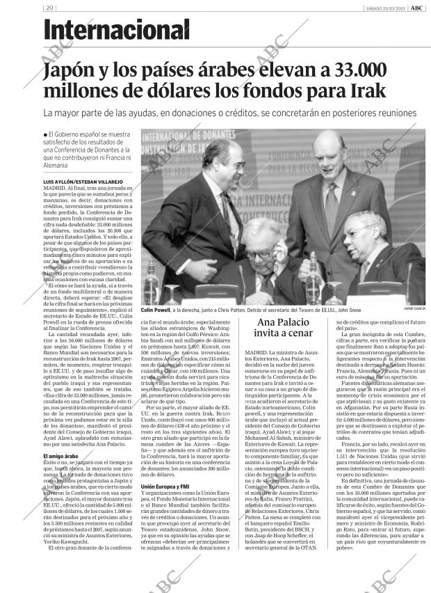 ABC MADRID 25-10-2003 página 20