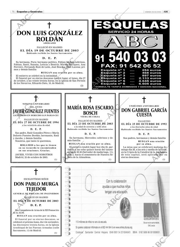 ABC MADRID 25-10-2003 página 76
