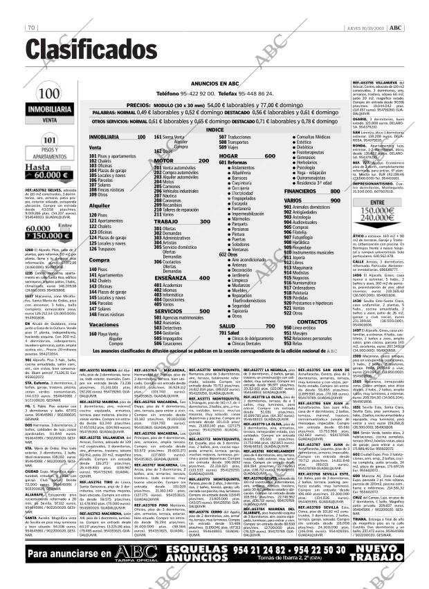 ABC SEVILLA 30-10-2003 página 70
