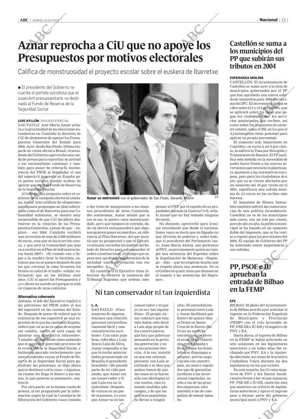 ABC MADRID 31-10-2003 página 13