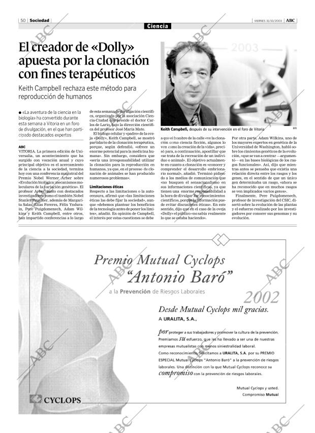 ABC MADRID 31-10-2003 página 50
