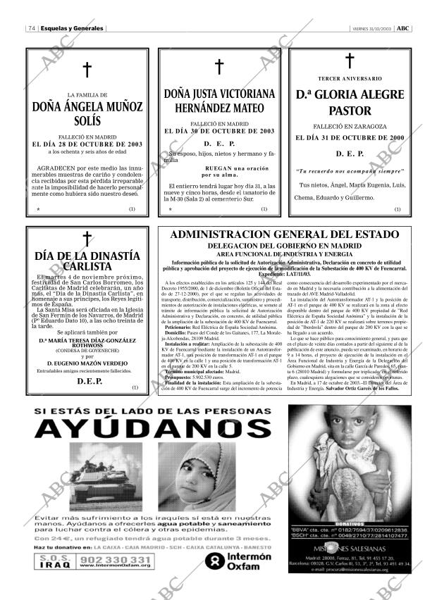 ABC MADRID 31-10-2003 página 74