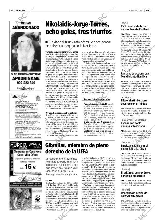 ABC MADRID 31-10-2003 página 92
