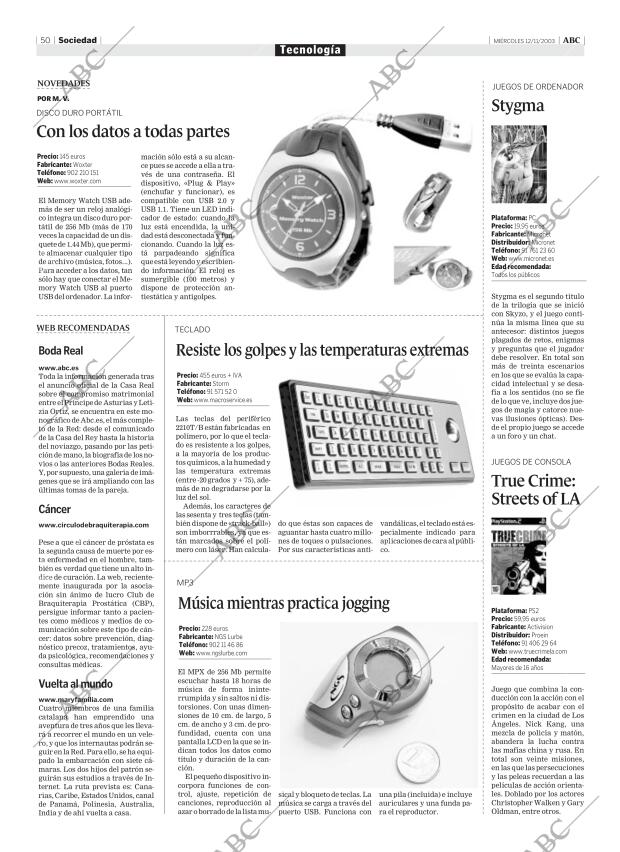 ABC MADRID 12-11-2003 página 50