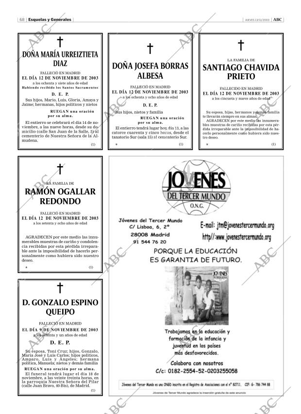 ABC MADRID 13-11-2003 página 68