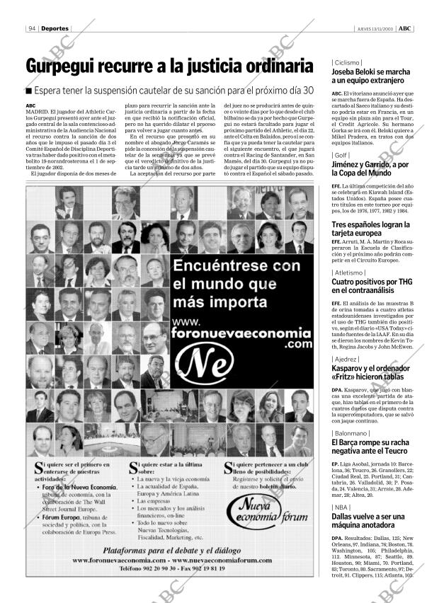 ABC MADRID 13-11-2003 página 94