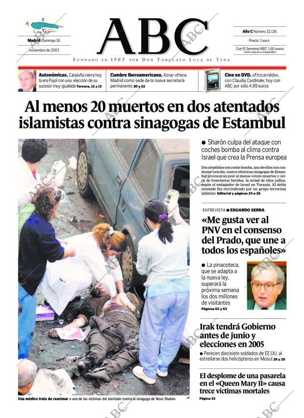 ABC MADRID 16-11-2003 página 1