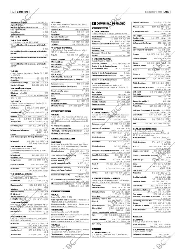 ABC MADRID 16-11-2003 página 72