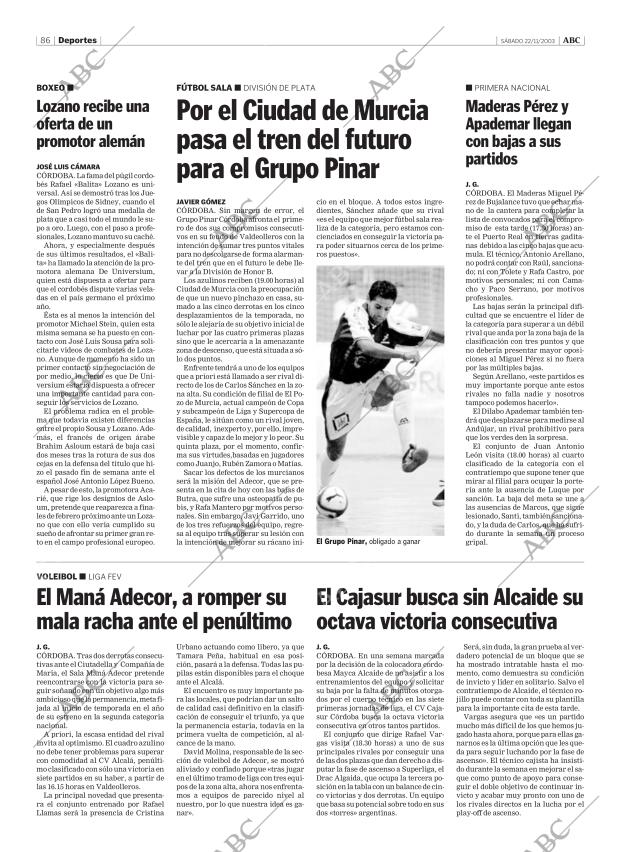 ABC CORDOBA 22-11-2003 página 86