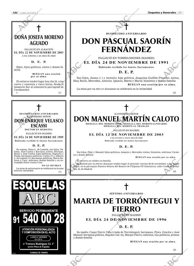 ABC MADRID 24-11-2003 página 65