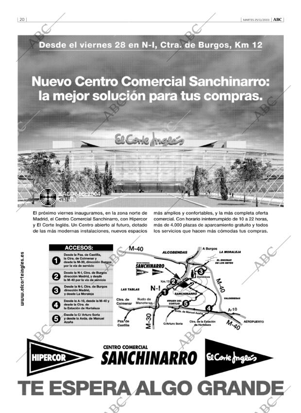 ABC MADRID 25-11-2003 página 20