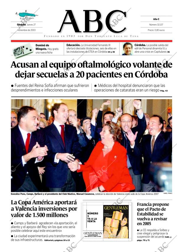 ABC CORDOBA 27-11-2003 página 1