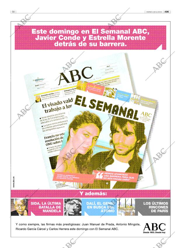 ABC MADRID 28-11-2003 página 58