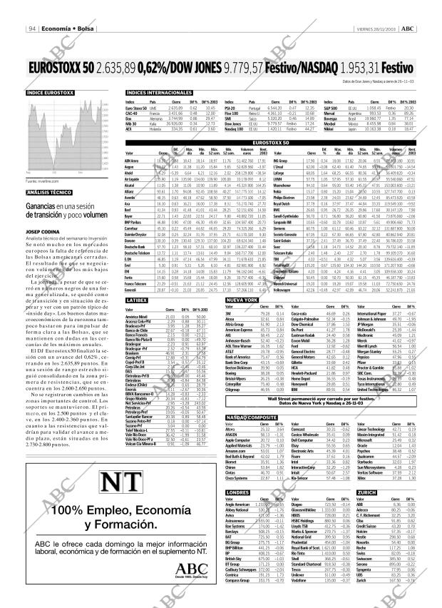 ABC MADRID 28-11-2003 página 94