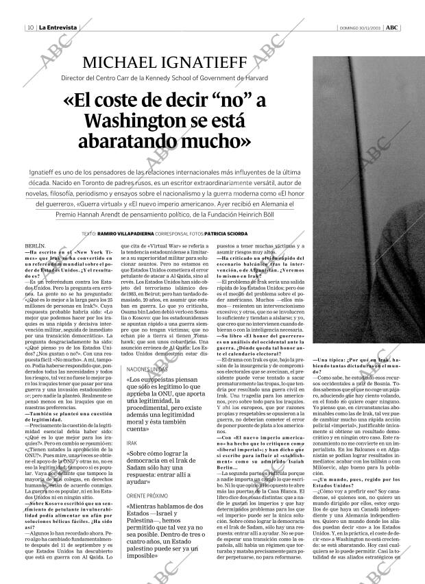 ABC MADRID 30-11-2003 página 10