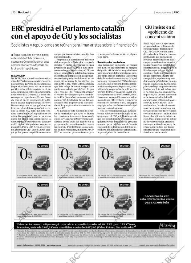 ABC MADRID 04-12-2003 página 20