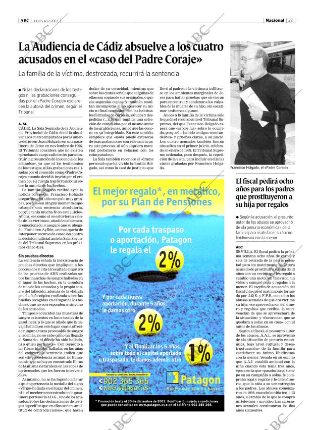 ABC MADRID 04-12-2003 página 27
