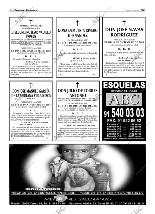 ABC MADRID 05-12-2003 página 74
