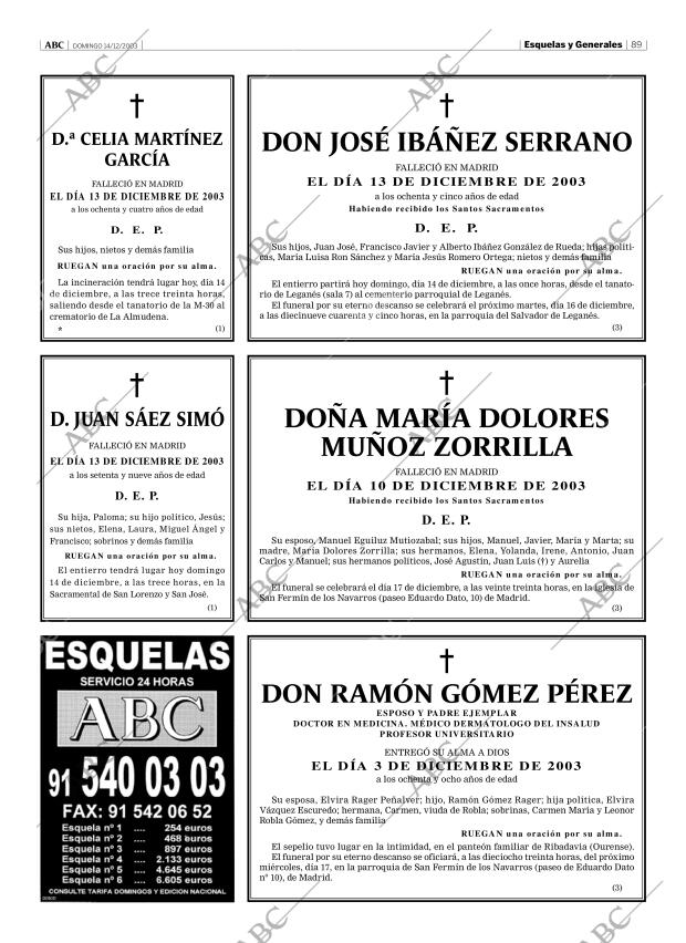 ABC MADRID 14-12-2003 página 89