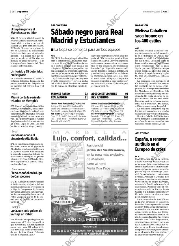 ABC MADRID 14-12-2003 página 98