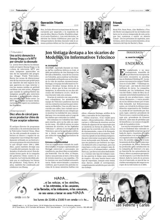 ABC MADRID 15-12-2003 página 104