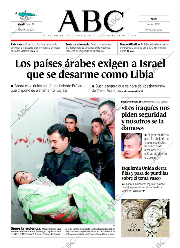 ABC MADRID 22-12-2003 página 1