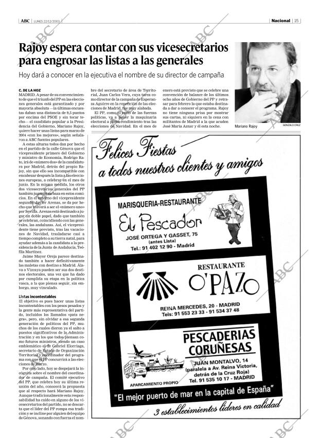 ABC MADRID 22-12-2003 página 15