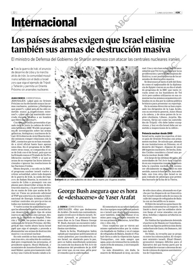 ABC MADRID 22-12-2003 página 22