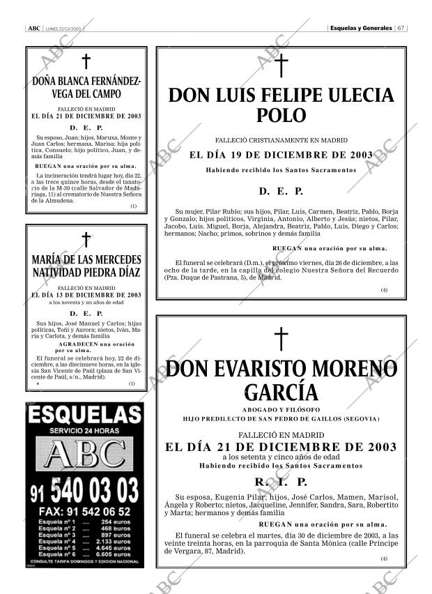 ABC MADRID 22-12-2003 página 67