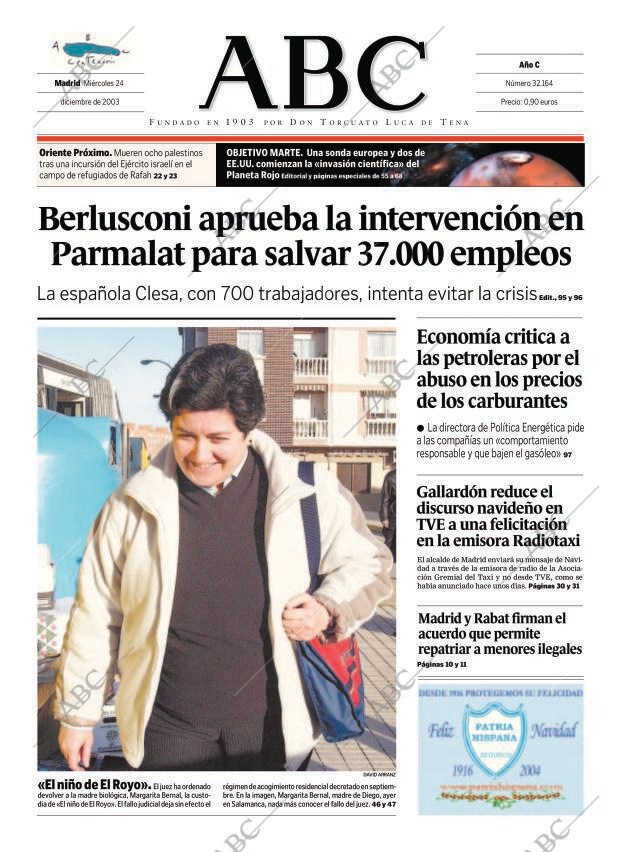ABC MADRID 24-12-2003 página 1